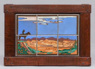 Taylor Tile Co - Los Angeles Six-Tile Native American on Horseback c1930s
