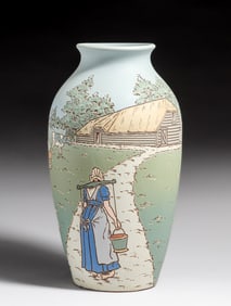 Weller Dickensware C.R. Dusenberg Farm Scene Vase 1908