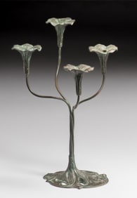 Jessie M Preston – Chicago Bronze Lily Candelabrum c1902