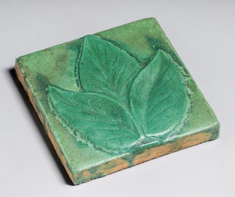 Owens Pottery Matte Green Tile c1910
