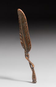 Arts & Crafts Period Bronze Feather & Claw Letter Opener c1910
