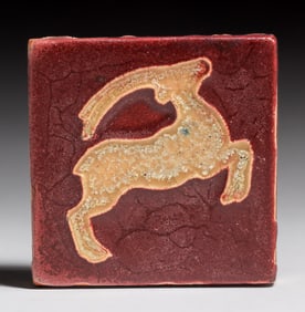 Pewabic Pottery Iridescent Gazelle Tile c1910