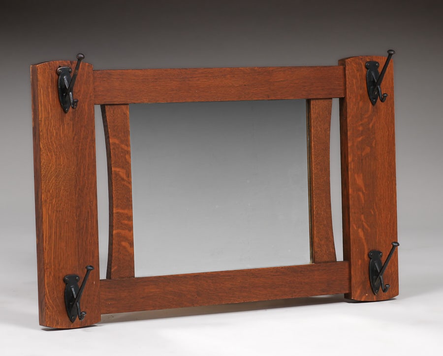 Stickley Brothers #1291 Oak Hanging Hall Mirror c1910 (1 of 2)