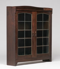 Liberty London Two-Door Leaded Glass Bookcase c1900
