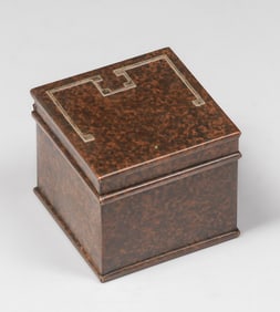 Heintz #1154 Sterling on Bronze Square Inkwell c1915