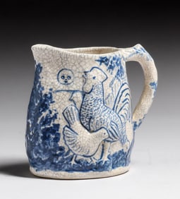 Dedham Pottery "Night and Morning" Pitcher c1920s