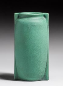 Teco Pottery #428 Matte Green Two-Handled Vase c1910