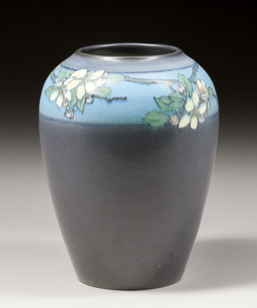 Rookwood Pottery Lenore Asbury Decorated Vellum Vase 1916: Rookwood Pottery Lenore Asbury Decorated Vellum Vase 1916. Signed. Perfect condition. 9"h x 7"d. FREE NATIONWIDE SHIPPING for all of your purchases at our Two Day Auction within the lower 48 states. N