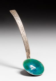 Chicago Arts & Crafts Hammered Sterling Silver & Enamel Spoon c1910s