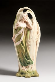 Royal Dux Art Nouveau Figural Maiden Vase c1900s
