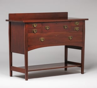 Gustav Stickley - Harvey Ellis Designed #800 Mahogany Six-Drawer Sideboard c1905