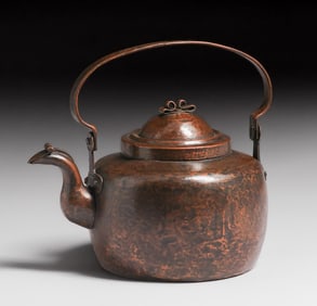 Early Dirk van Erp Hammered Copper Teapot c1909