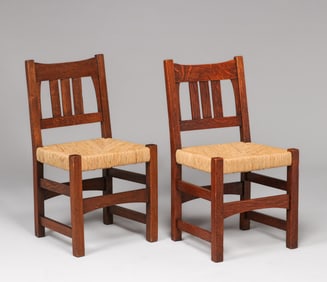 Early Gustav Stickley Pair of Side Chairs c1902