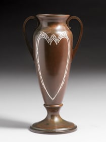 Heintz #6616 Sterling on Bronze Two-Handled Vase c1915