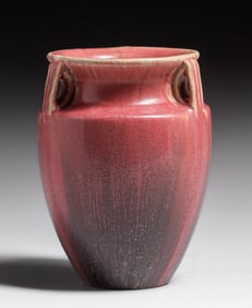 Fulper Pottery Matte Pink Three-Handled Vase c1910s