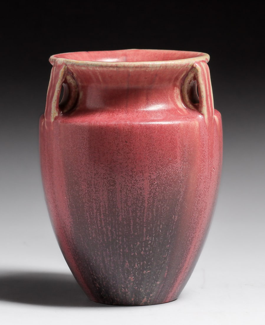 Fulper Pottery Matte Pink Three-Handled Vase c1910s (1 of 4)