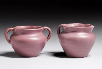 Zanesville Stoneware Matte Lavendar Sugar & Creamer c1920s