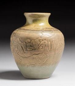 Red Wing Lion Vase c1930s