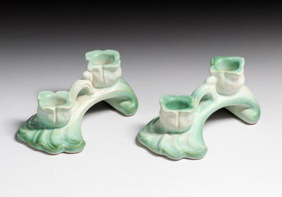 Weller Pottery Candlesticks c1930s