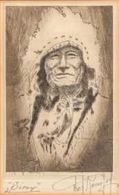 Joseph (Joe) Knowles (Massachusetts, Washington 1869-1942) Etching "Chief of the Sioux" c1920