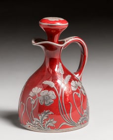 Royal Doulton Flambe Silver Overlay Art Nouveau Decanter c1890s