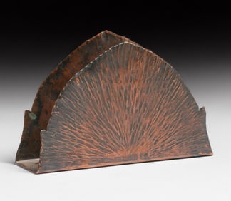 Arts & Crafts Radial Hammered Copper Letter Rack c1910s