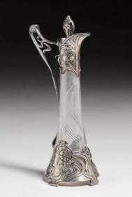 WMF - German Art Nouveau Etched Glass & Silver-Plated Claret c1900s