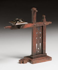 Charles Rohlfs Oak & Copper Candlestick 1902