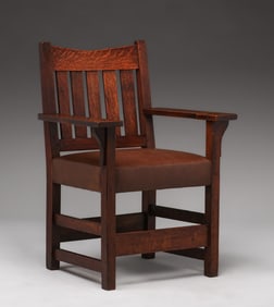 Gustav Stickley V-Back Armchair c1910