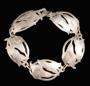 Gregor Panis Sterling Silver Cutout Chain Link Bracelet c1920s