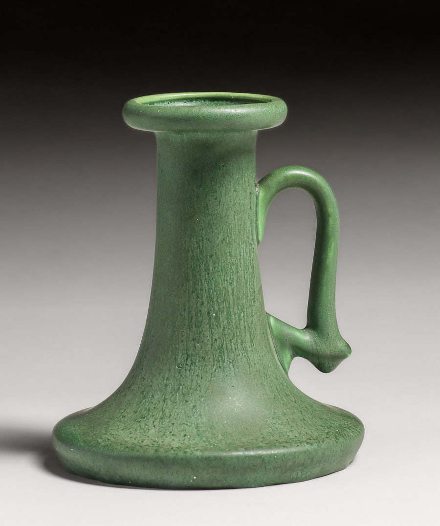 Hampshire Pottery Matte Green Candlestick c1910 (1 of 6)