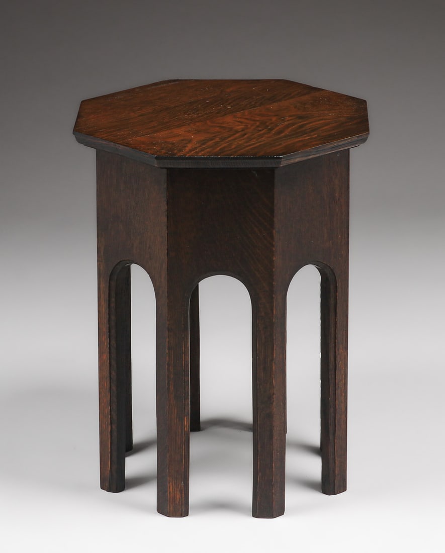 Arts & Crafts Period Oak Hexagonal Taboret c1910s (1 of 3)