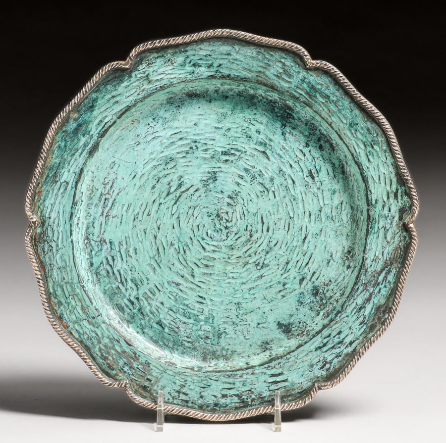 Graziella Laffi Hammered Copper & Silver Tray c1950s (1 of 5)