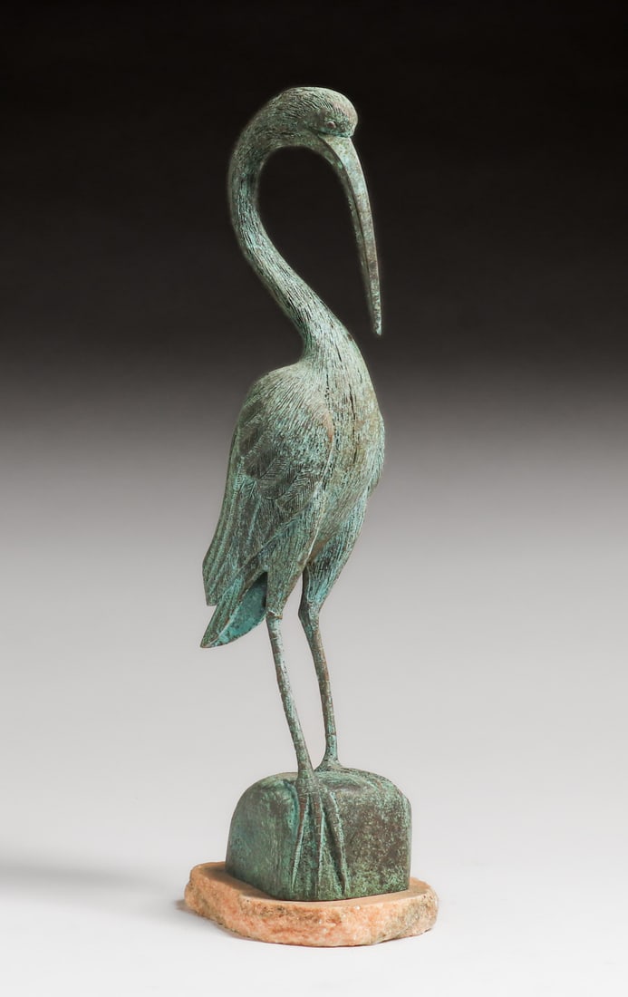 Vintage Bronze Garden Crane (1 of 7)