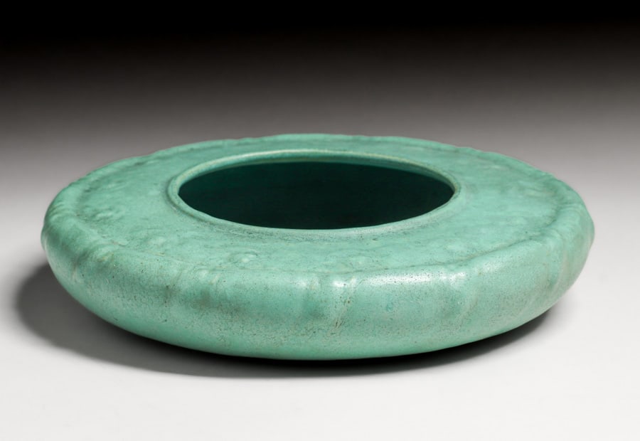 Teco Pottery #136 Matte Green Bowl c1910 (1 of 5)