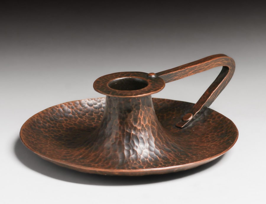 Early Roycroft Hammered Copper One-Handled Candlestick c1915 (1 of 6)