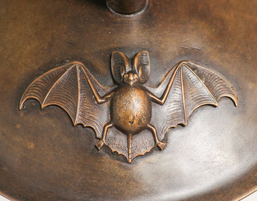 Japanese Arts & Crafts Meiji Period Batwing Candlesticks c1910 (1 of 5)