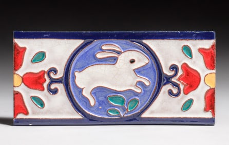 Contemporary California Faience Julia Morgan Hearst Castle Bunny Tile c2000