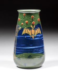 Frederick Hurten Rhead Wardle & Co Crescent Moon & Bat Vase c1900