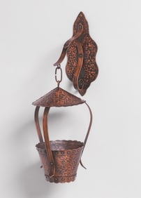 Arts & Crafts Hammered Copper Hanging Planter c1910