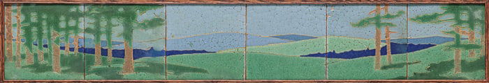 Grueby Faience "The Pines" Six Tile Frieze c1910