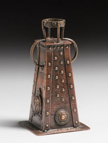 Austrian Hammered Copper Secessionist Candlestick c1905