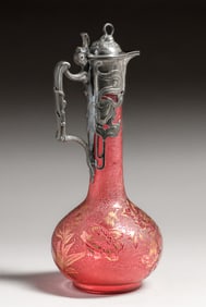 WMF - German Art Nouveau Silver-Plated & Cameo Glass Claret c1910