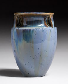 Fulper Pottery Three-Handled Blue Crystalline Vase c1917-1920
