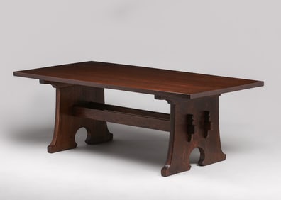 L&JG Stickley 84" Mouse-Hole Trestle Table c1910