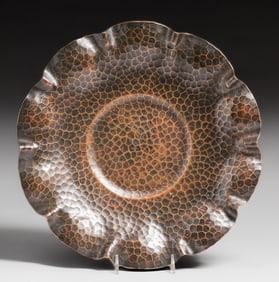 Armen Hairenian Hammered Copper Scalloped Tray c1910