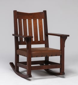 Gustav Stickley V-Back Rocker c1910