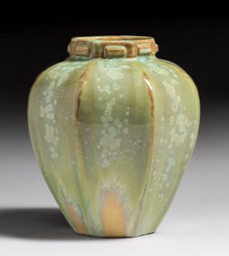 Fulper Pottery Leaopardskin Eight-Sided Vase c1910s