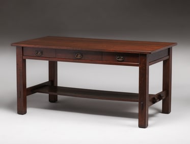 L&JG Stickley Three-Drawer Library Table c1912-1915
