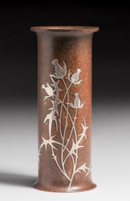 Heintz #3616 Sterling on Bronze Floral Vase c1912